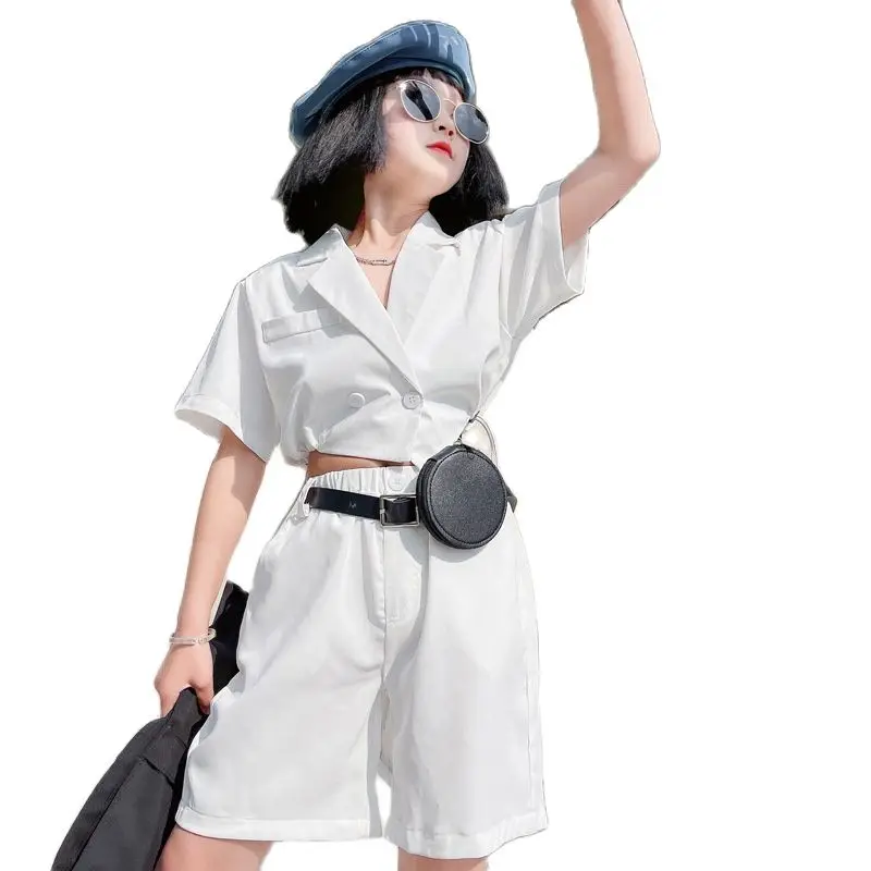 

Korea Grils Formal Suit Teenager Kids Blazer Jacket + Shorts 2PCS Photograph Set Children Birthday Party Performance Dress Gift