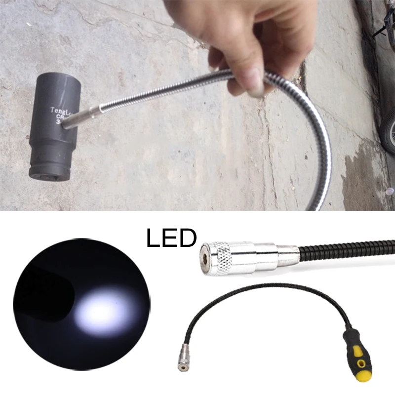

LED Adjustable Universal Suction Bar Magnetic Suction Rod Portable Practical Hardware Tools Equipment Durable Stainless Steel