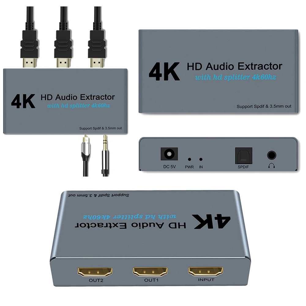 4K HD HDMI аудио экстрактор стерео конвертер к Оптический SPDIF + 3 5 мм аудиосплиттер