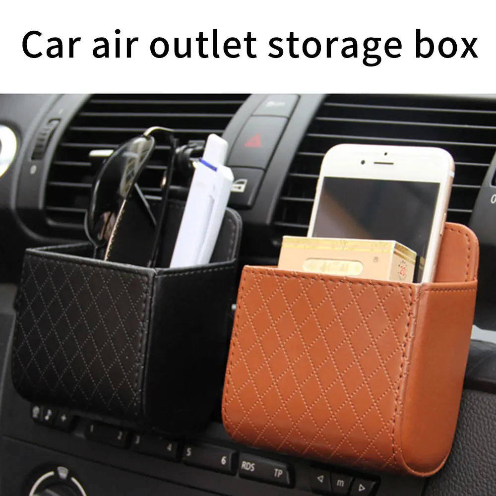 KISSCASE Luxury PU Leather Mobile Phone Case For Xiaomi Samsung iPhone Universal Car Air Outlet Storage Bag Case Accessories