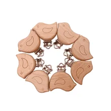Attache avec conception d'animal, 1 pièce, chaîne de sucette en hêtre naturel, Style mignon, accessoires DIY