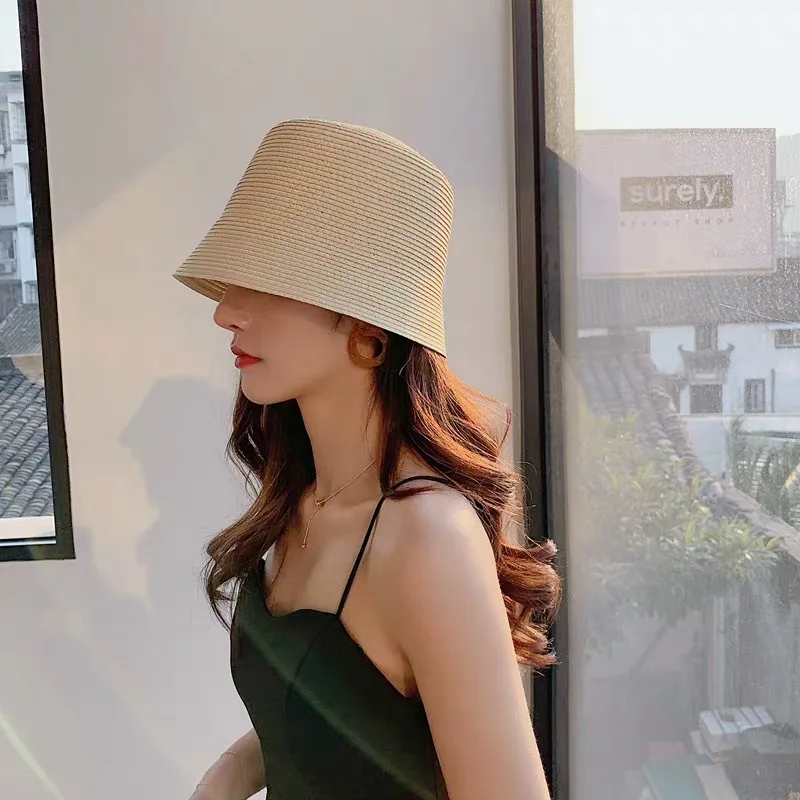 Women Summer Foldable Straw Sun Hat Panama Boater Floppy Bucket Hat Female Outing Visor Holiday Cool Beach Weave Bob Caps beach hat,women sun hat