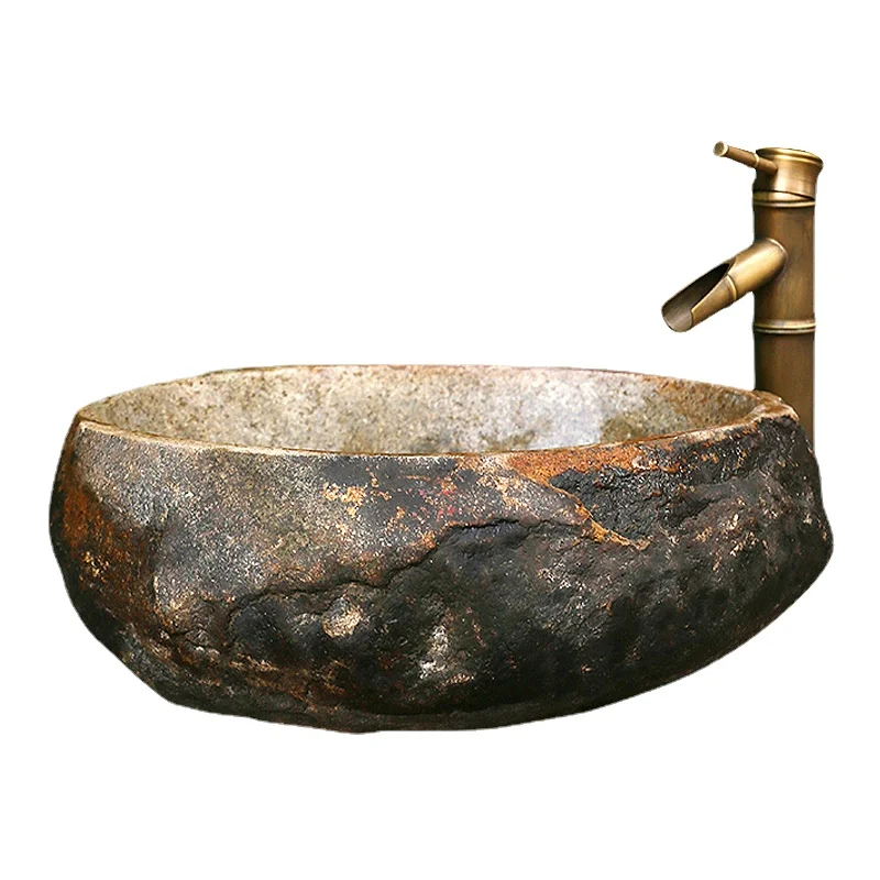 

NatuBathroom accessories ral Stone Basin Stone Wash Basin Retro Cobblestone Upper Basin Natural Stone Wash Basin Art