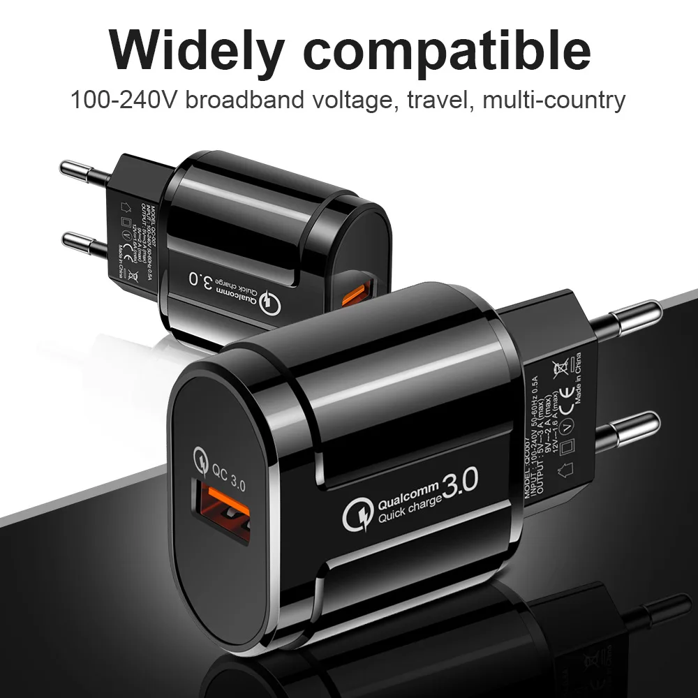 3а Быстрая зарядка 3,0 USB зарядное устройство ЕС настенный переходник мобильного зарядного устройства для iPhone 11 pro X 7 8 QC3.0 Быстрая зарядка для samsung Xiaomi