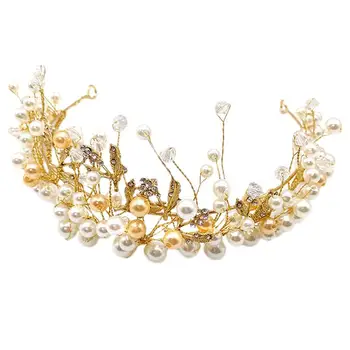 

1 Pc Handmade Pearl Designed Hair Hoops Eye-Catching Bride Hair Band Jewelries Decor For Wedding Engagement Party Birthday