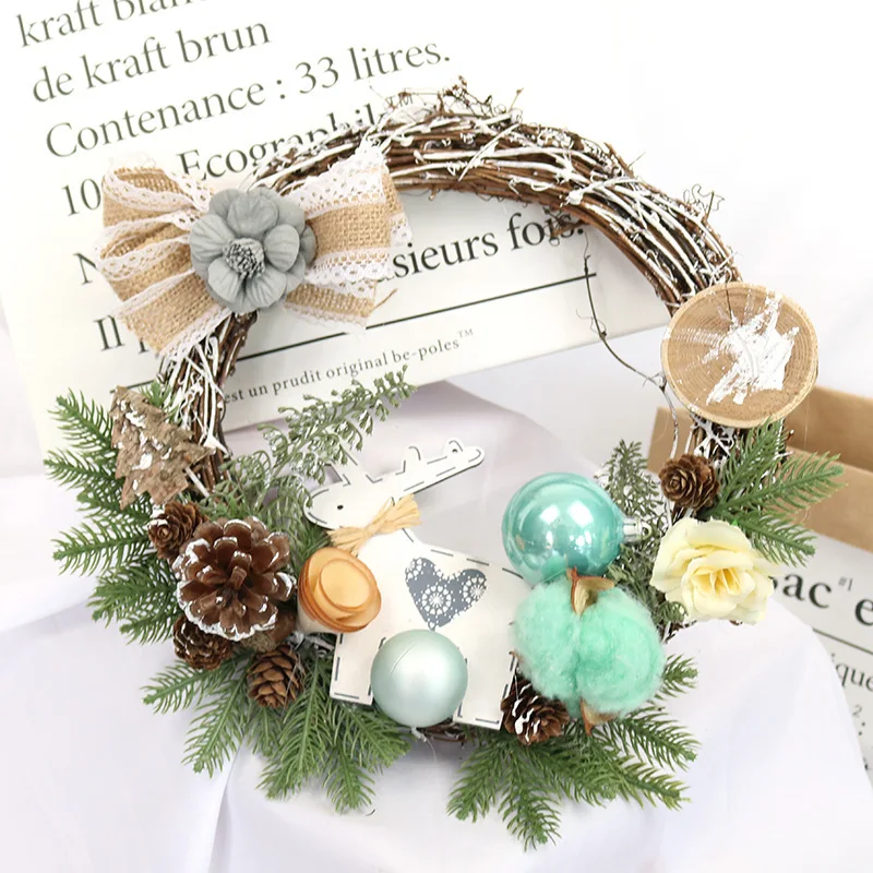 

Christmas Wreath Handmade Rattan Pendant Garland Shopping Mall Christmas Tree Door Decoration Advent Wreath guirnalda navidad