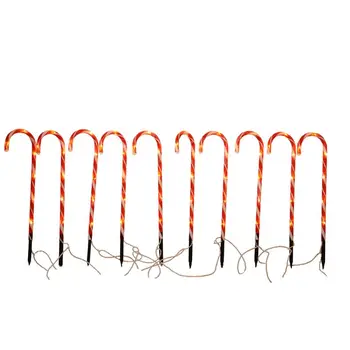 

10pack Christmas Candy Cane Pathway Markers Indoor/Outdoor Decoration Lights Q0KF