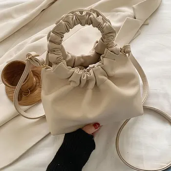 

Hot Luxury Leather Small Handbag Women Hand Dumpling Bag Soft Evening Clutches Leather Crossbody Bag Female Totes Bag Hand Purse