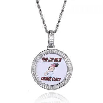

Custom Photo Memory Round Pendant Necklace Charms For Men Women Hip Hop Jewelry Iced out Cubic Zirconia Necklaces Dropshipping