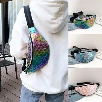 

Waist Bag Women Fish-Scale Pattern Zipper Messenger Bag Chest Bag Money Belt #2D25