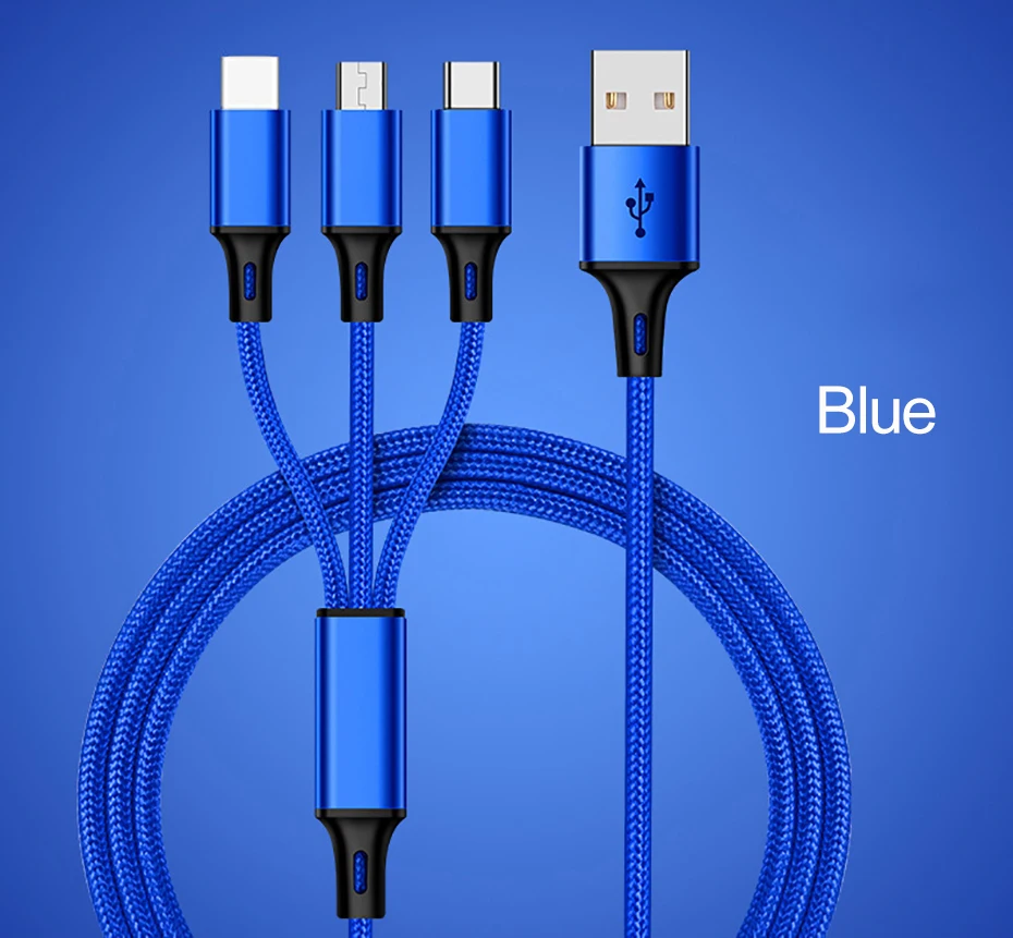Musyue 3 в 1 USB кабель для iPhone samsung huawei Xiaomi usb type C кабель Micro USB кабель 3A телефонный кабель для iPhone 7 8 Plus XR