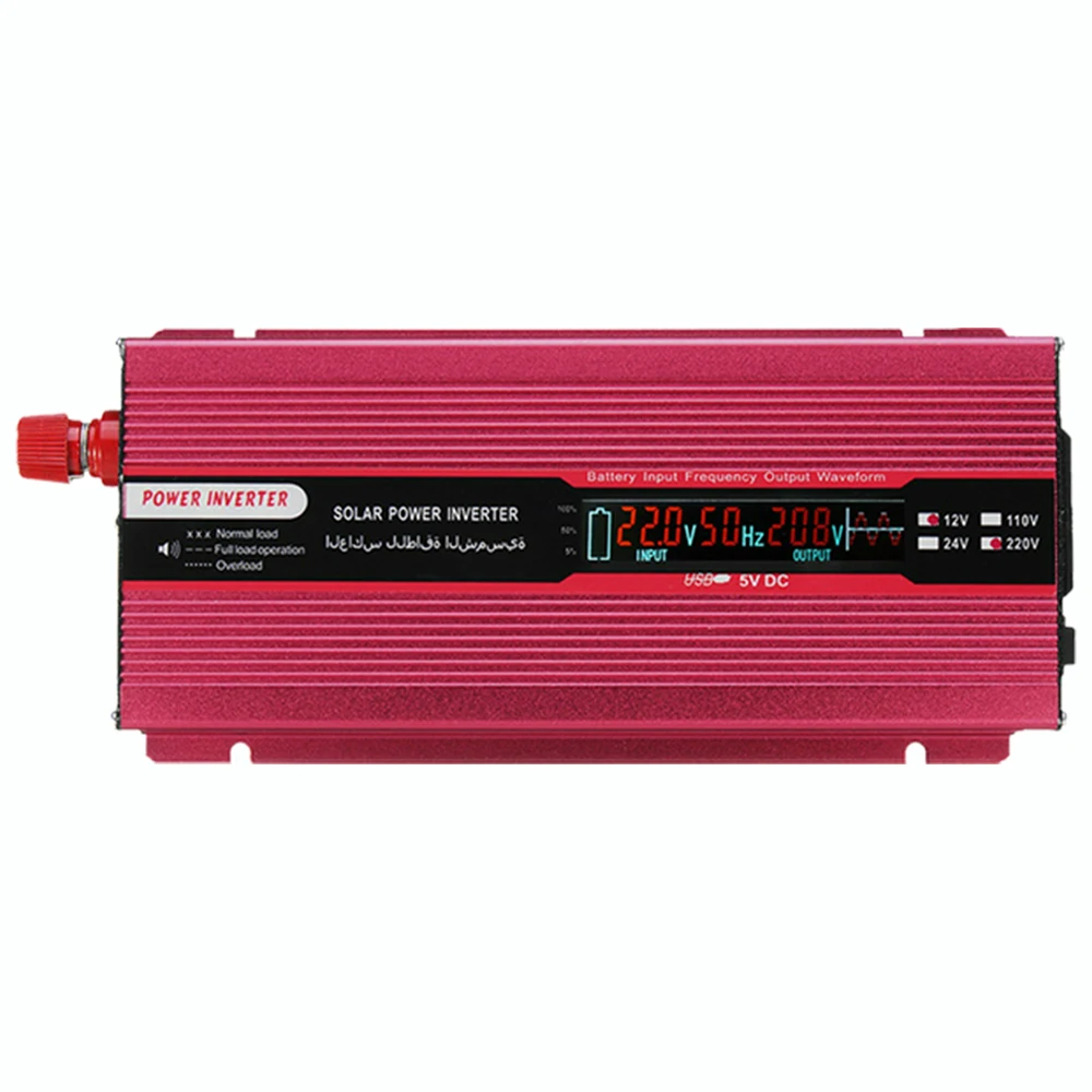 Vehemo 2100 Вт пик DC12V/24 В к AC110V/220 В авто Инвертор солнечной энергии инвертор алюминиевый сплав портативное зарядное устройство светодиодный автомобильный инвертор