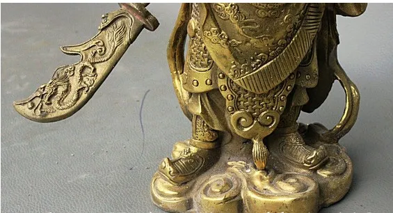 YM 321 " Китайский дракон из латуни воин Guan Gong GuanYu держать Broadsword Ростовая статуя