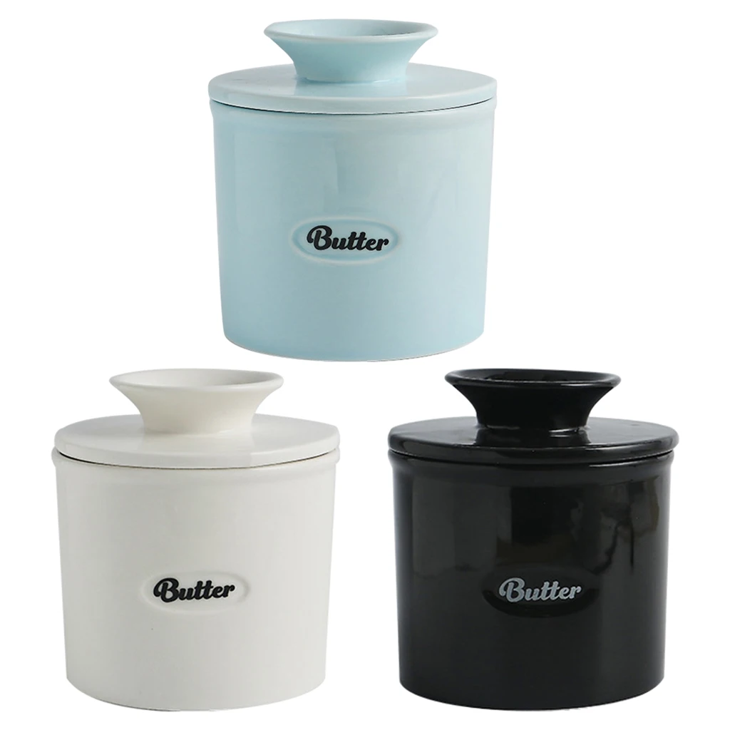 Handmade Ceramic Butter Jar Keeper Container Fresh Spreadable Storage Holder for Microwave | Дом и сад