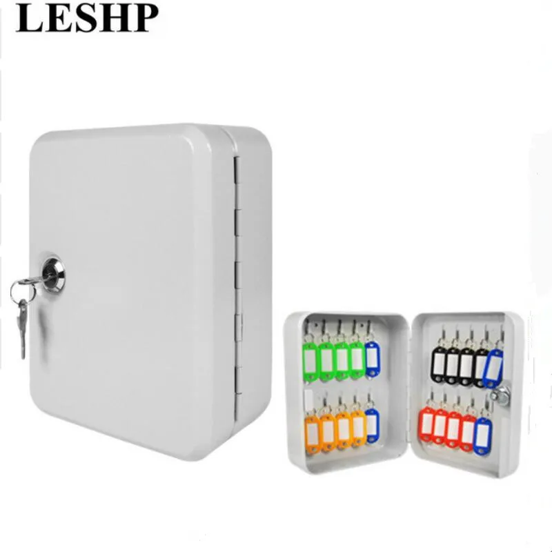 

LESHP Key Cabinet Box 20 Tags Fobs wall Mounted Lockable Security Metal cupboard Safe for Home Property Management Company