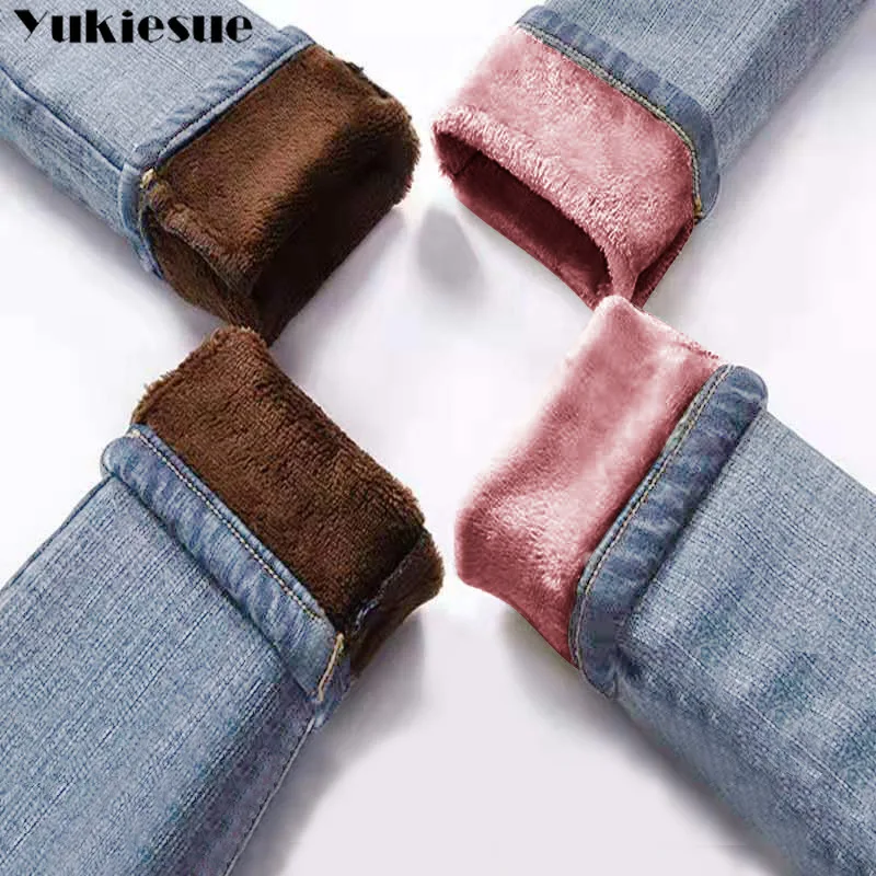 Beste Dames Kasjmier Warm Jeans voor vrouwen Hoge Taille jeans vrouw vrouwelijke winter dikke jeans denim potlood broek jean femme mujer