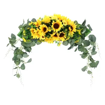 

1Pc Door Hanging Wreath Decorative Garland Imitation Sunflower Wreath Wedding Wreath for Home Wall Party Wedding