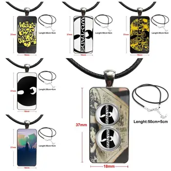 

Fashion Glass Cabochon Pendant Necklace With Women Steel Plated Statement Jewelry For Women Girls Wu Tang Clan Music Band Logo