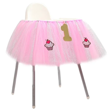 

Infant and child birthday party chair dining table dress table skirt veil 91.5cm*35cm after party Baby Shower home deco