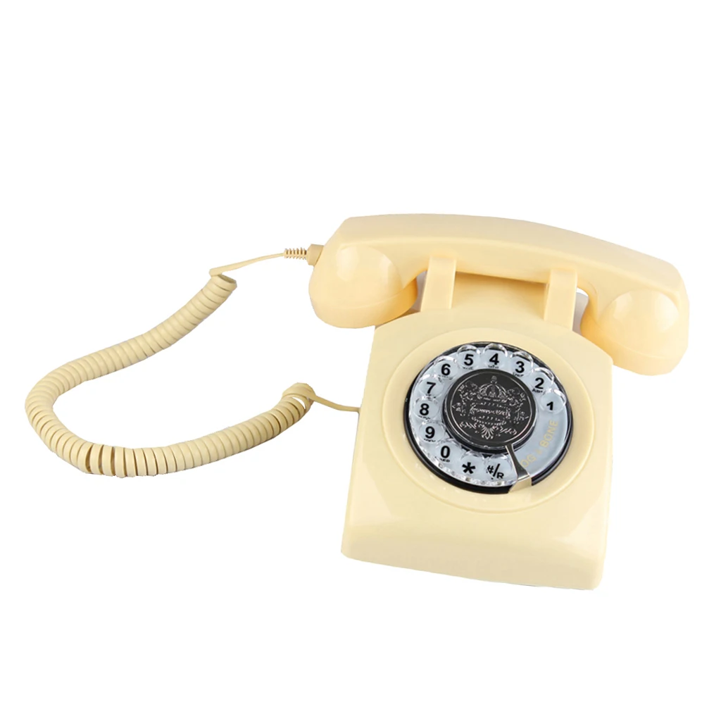 Retro Rotary Dial Home Phones, Old Fashioned Classic Corded Telephone Vintage Landline Phone for Home and Office