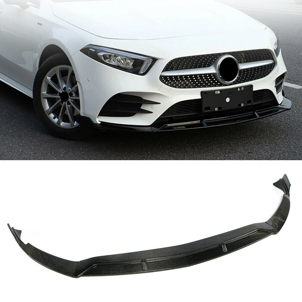 

Carbon Fiber Style Car Front Bumper Lip Spoiler Kit Guard Trim For Mercedes Benz W177 A-Class A220 2019 ABS Plastic