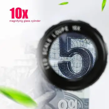 

10X Measuring Magnifier with LED Light Glass High Definition Reading Newspaper Book Eye Lens Jewelry Loupe Inspection Tool