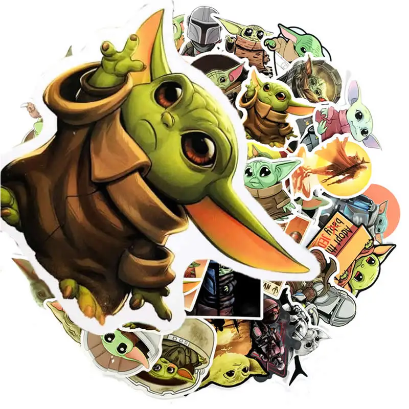10/30/50pcs Cartoon Star Wars Baby Yoda Stickers Waterproof PVC Skateboard Luggage Motorcycle Guitar The Mandalorian Sticker Toy