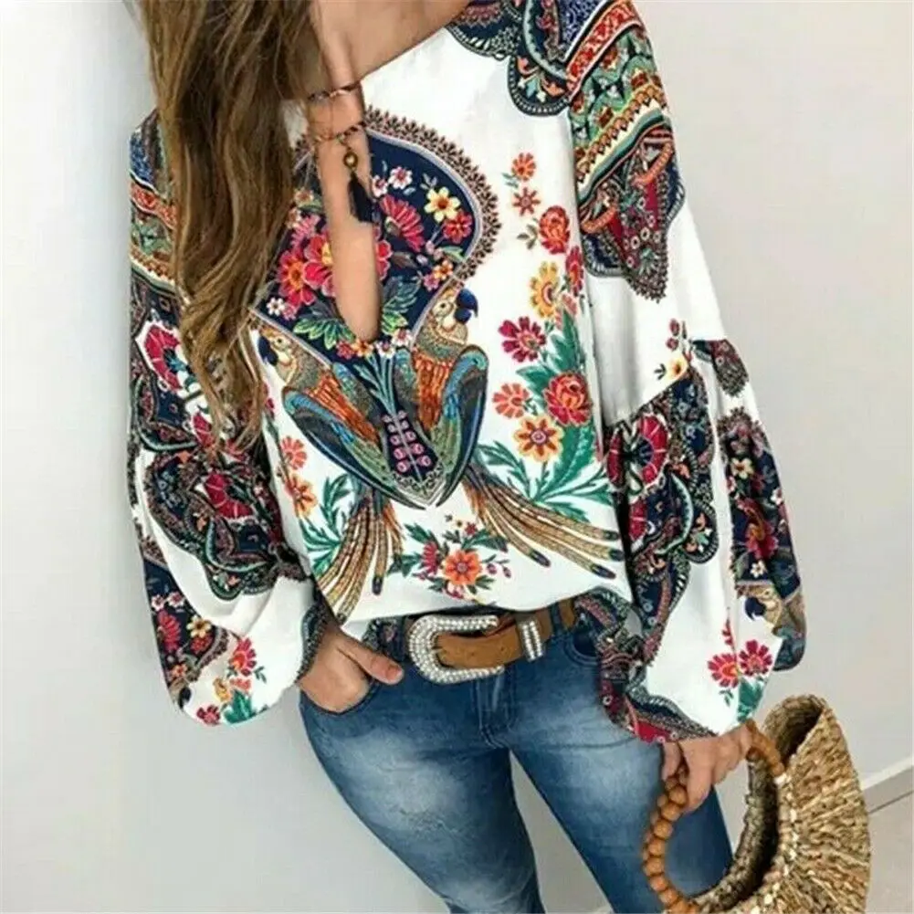 

Women Indie Folk Style Blouse Chiffon Autumn Long Sleeve Print Loose Shirts Clothes Blouses Female Daily Boho Top Holiday 2019