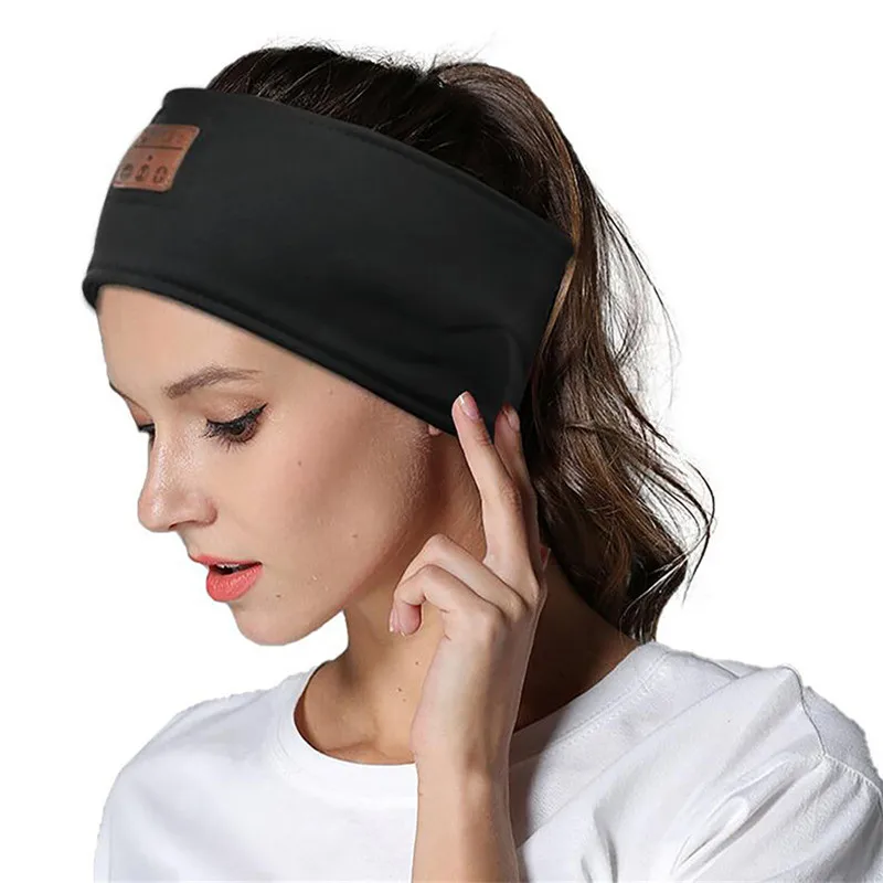 Man&Women Sleeping Headphone Bluetooth-Compatible Wireless Music Sport Headbands Soft Eye Mask Headset with Mic Yoga Hair Bands