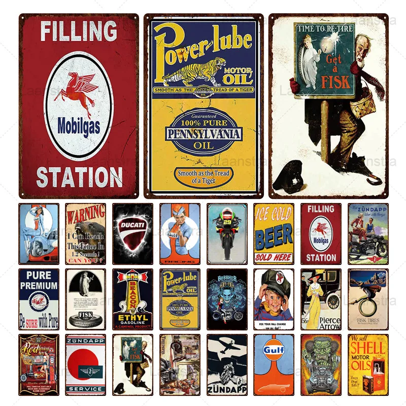

Iron Painting Decorative Plate Gas Motor Oil Esso GULF Garage Vintage Art Poster Wall Decor Garage Bar Man Cave Metal Tin Signs