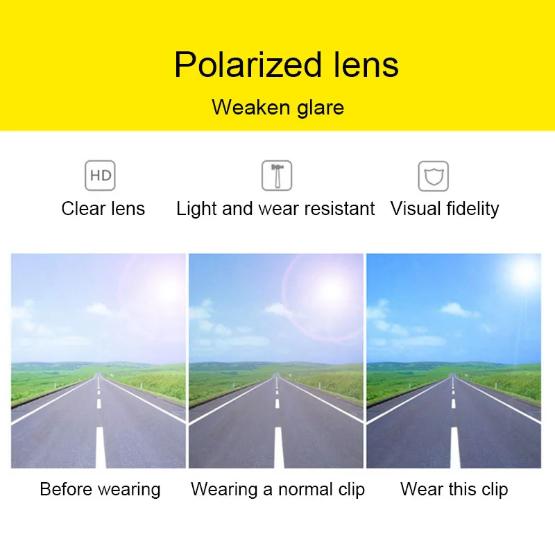 Поляризованные прикрепляемые солнцезащитные очки для женщин и мужчин прямоугольные флип-очки ночного видения подходят Антибликовая Ультралегкая оптика с защитой от ультрафиолетовых лучей