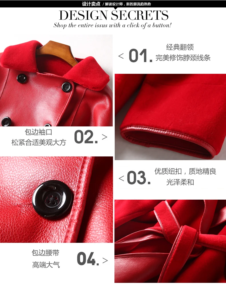 Coat Fur Real Women Leather Sheepskin Coats Long Winter New Double Sides Natural Fur Shearling Jacket Warm Woolen Overcoat DD055