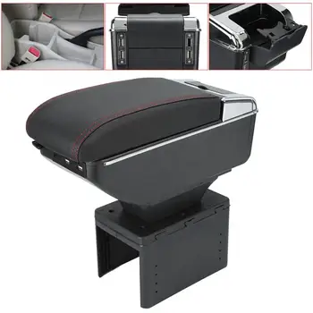 

Universal Car Center Console Armrest Box Container Adjustable with USB Interface Car Interior Organizer ABS Black Accessories