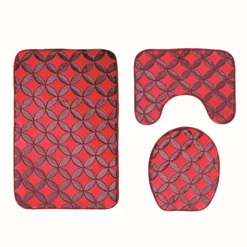 

Europe And The United States 3D Three-Dimensional Embossed Toilet Three-Piece Rose Red Shell Bathroom Mat 3 Piece Set