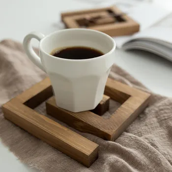 

Tobs Wood coffee mat thermal insulation pad cup clip shape food tools home table decoration accessories Photographic props