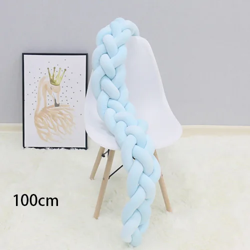 blue-100cm 1 м-3 м четырехслойная тканая кровать обхват промежность Детская комната Декор защита для кроватки Успокаивающая игрушка плетение узел для детских вещей постельные принадлежности - Цвет: blue-100cm