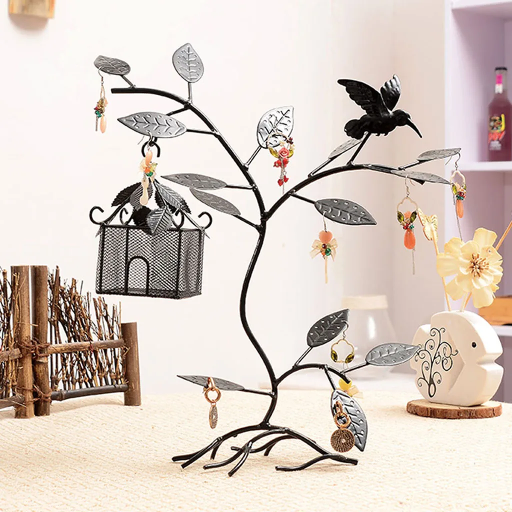 

Bird Tree Earring Organizer Jewelry Display Rack Stand - Dangle and Hook Earrings Hanging Showcase for Home Decor
