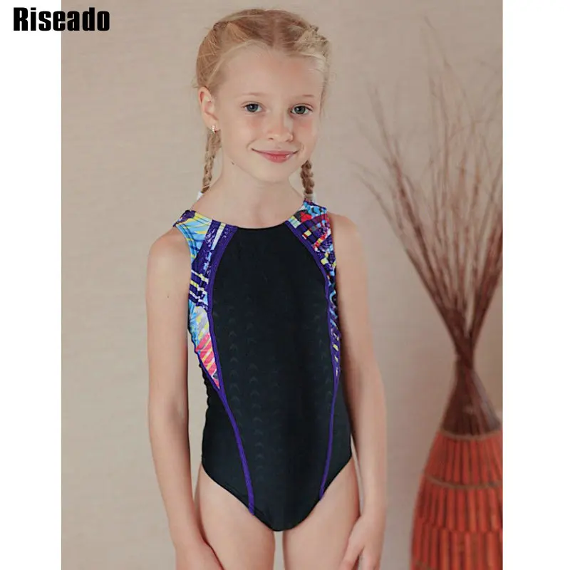 Riseado/спортивные купальные костюмы; цельный купальник для девочек; Новинка; слитный купальник-борцовка на спине для детей 8-12 лет; высокое качество - Цвет: RS0049
