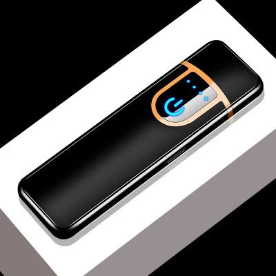 black Зарядка через usb сенсорный датчик мини-зажигалка двухсторонний ветрозащитный негорящий электронный без газовых плазменных зажигалок для курения - Цвет: black