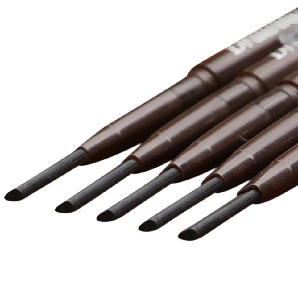 4 цвета карандаш для бровей натуральный водонепроницаемый двуглавый автоматический карандаш для бровей кисти, косметический инструмент# Zer - Цвет: Black