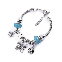 Акриловые Модные бисерные браслеты для девочек, регулируемые брелоки, кубики для женщин, дерево жизни, Бабочка, ювелирные изделия, браслеты в стиле бохо, начальные браслеты