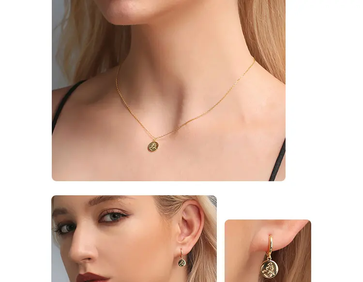 SUPERWEAR, 925 пробы, серебряные серьги-кольца с шармом, желтое золото, цвет, для женщин и мужчин, круглая монета, подвеска, серьги, винтажные ювелирные изделия