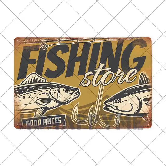 Fish Metal Tin Signs Retro Poster Fishing Site Door Plates Outdoor Decorative Bar Club Iron Wall Plaques Vintage Decor 20x30CM 2181059