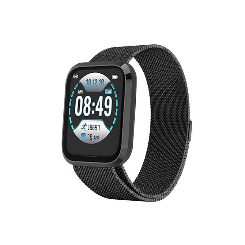 Black Steel strap 696 P30 умный Браслет напоминание о звонках 1,3 дюймов мониторинг сердечного ритма кровяного давления фитнес-трекер IP67 водонепроницаемые Смарт-часы - Цвет: Black Steel strap