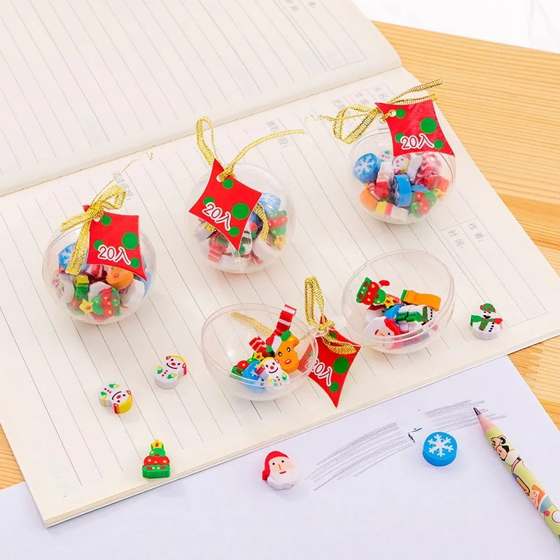 20 шт./компл. Kawaii Рождественский ластик мини елочный шар ластики на год Рождественские подарки для детей, школьные принадлежности