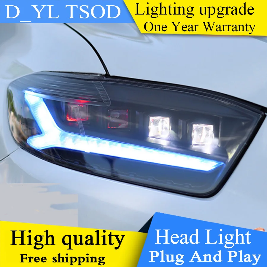 Автомобильный Стайлинг для фары Toyota Highlander 2007-2011 светодиодный фары DRL Bi-светодиодный объектив высокого ближнего парковка противотуманных фар Все светодиодный
