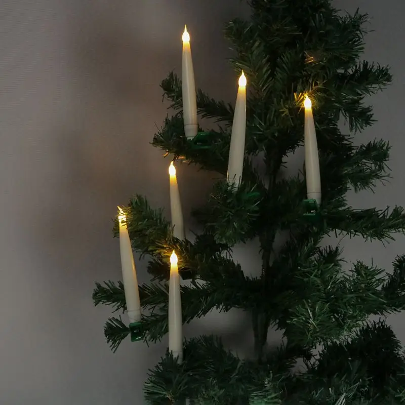 10 шт. беспламенные конусные свечи с зажимами светодиодный Электрический свечи для украшения рождественской елки домашний декор
