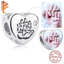 BELAWANG персонализированные пользовательские фото 925 стерлингового серебра воспоминания отпечаток руки ребенка Шарм Бусины Подходят ювелирный браслет сделай сам делая