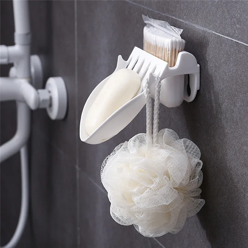 3 In 1 Creative Punch-free Soap Box Bathroom Holder Wall Hanging Rack Tools Toilet Soap Holder Bathroom Organizer@C