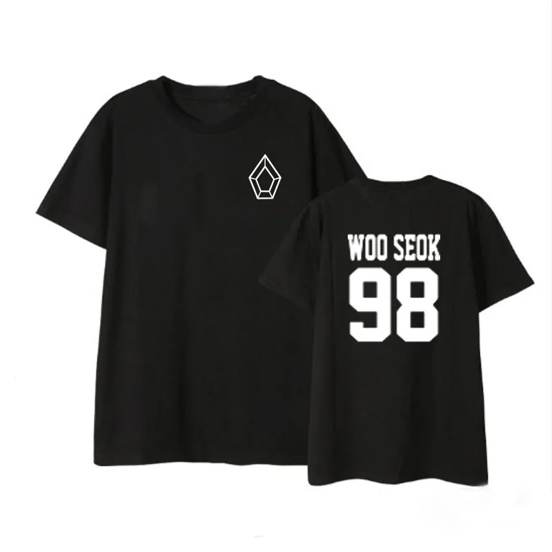 Black-WOOSEOK Kpop Пентагон альбом рубашки хип хоп Повседневная Свободная одежда футболка Топы с короткими рукавами футболка DX1099 - Цвет: Black-WOOSEOK